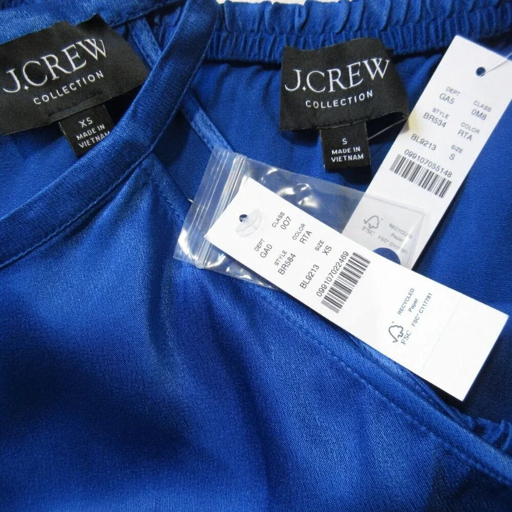 NWT J.Crew Collection Amber Top & Side-slit Skirt in Tanzanite Luster Crepe XS S